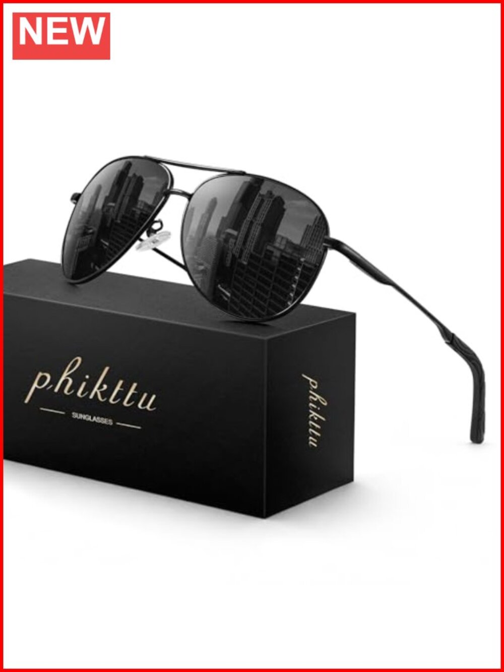Men aviator sunglasses with polarizing lens and UV eye protection for driving